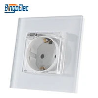 bingoelec waterproof socket 16a 3 colors electric wall socket single crystal panel electrical outlet 110v 250v eu standard