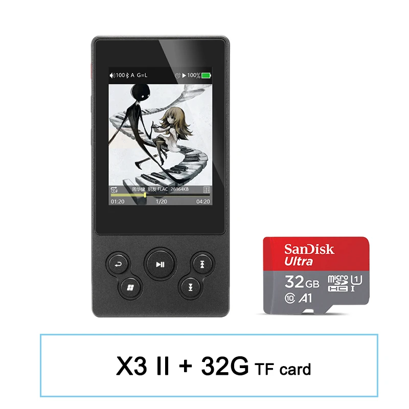 XDUOO X3II X3 II AK4490 USB DAC Bluetooth портативный HD MP3/WAV/FLAC музыкальный плеер DSD128 Hiby Link встроенный контроль - Цвет: X3II (32G tf card)