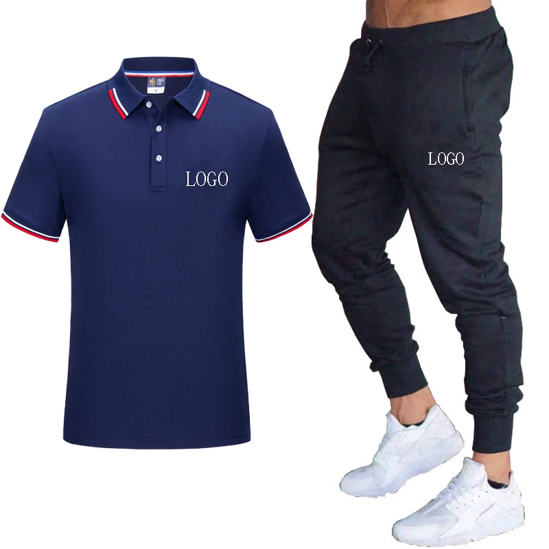 

New summer fashion men's Polo shirt casual suit + business Polo pants suit