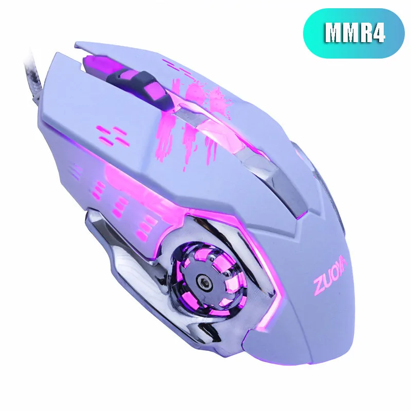 MMR4 white ZUOYA игровая мышь USB Проводная оптика Micel светодиодный с подсветкой игра Mause для ПК ноутбука pro gamer - Цвет: MMR4 white