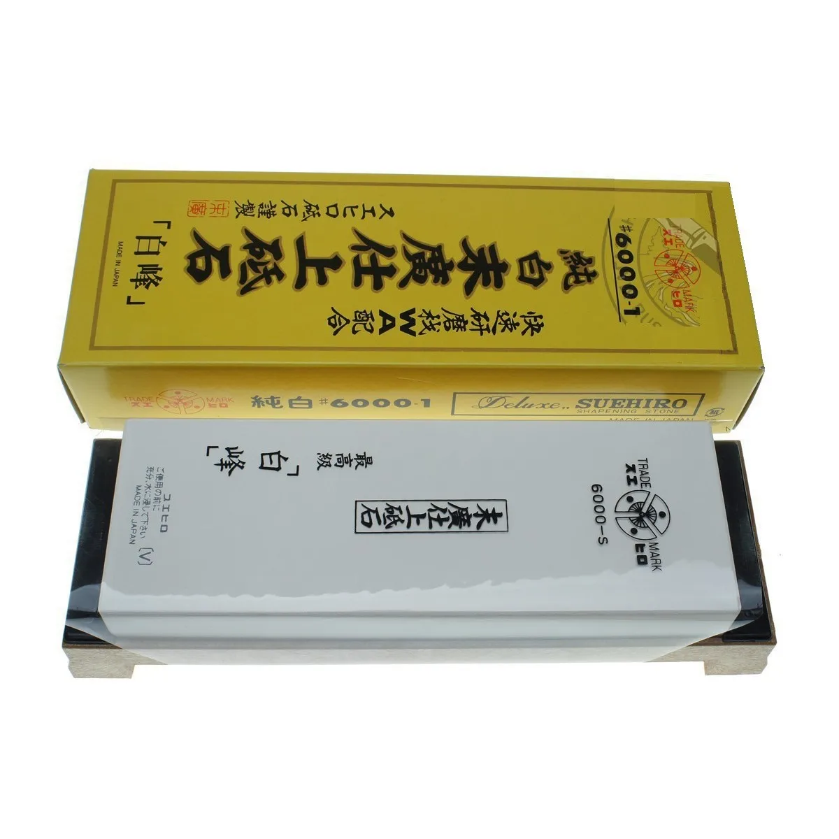 Камень водный #6000  на подставке Suehiro 6000 hakuno , 206x73x23 мм