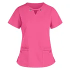 Однотонная женская униформа для медсестры с V-образным вырезом и коротким рукавом
