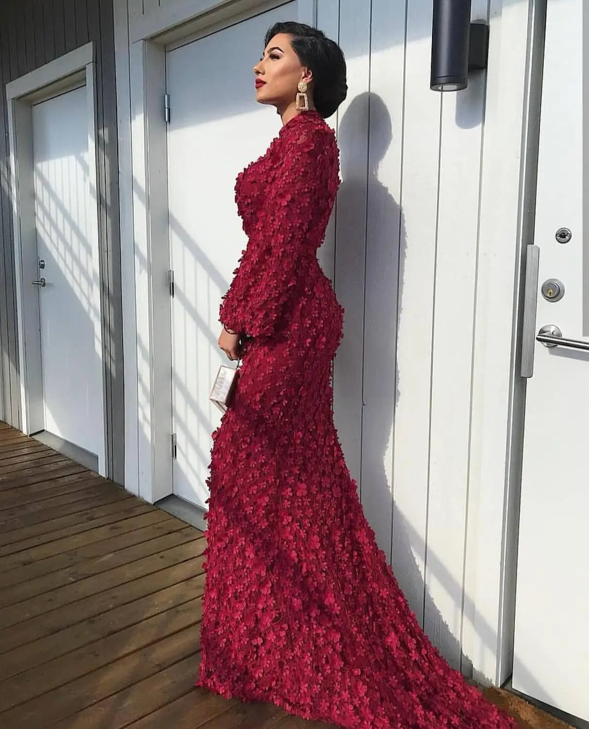 Модные мусульманские бордовые розовые вечерние платья русалки 2019 женские