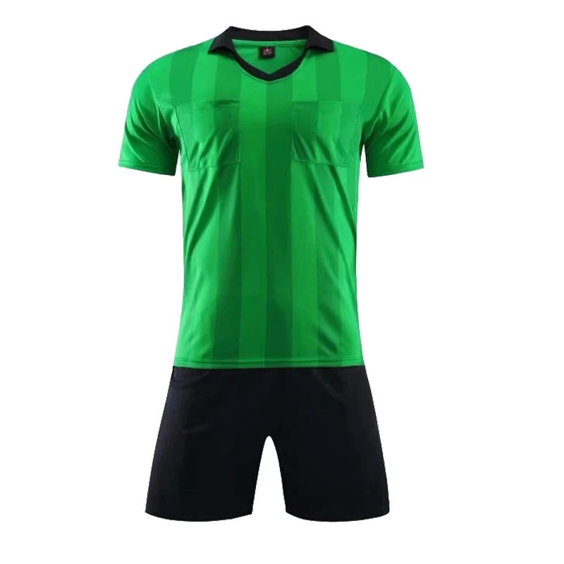 Мужской красный футбольный арбитр с коротким рукавом взрослый зеленый цвет