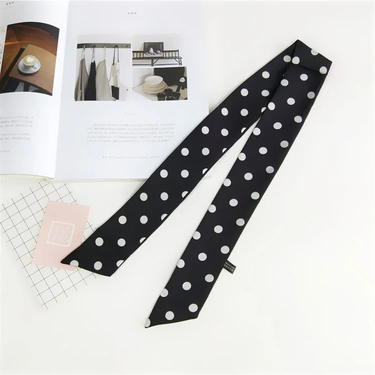 Женский узкий шарф в горошек 190x5 см| |