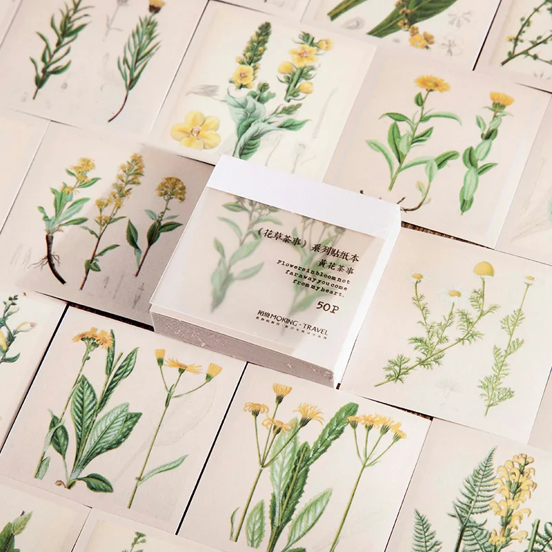 

50pcs/1pack Kawaii Stationery Stickers Herbal Tea Series Diary Planner Decorative Mobile Stickers Scrapbooking DIY Craft
