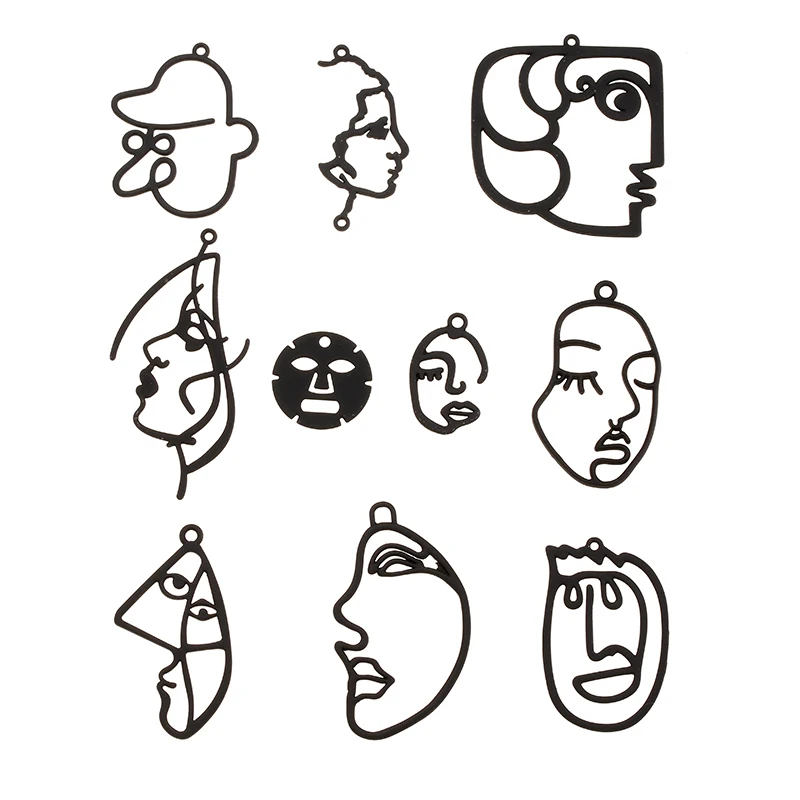 

YuenZ 10 pcs High quality black Spray paint Beauty Face Charm Woman Earring necklace DIY Charms for Jewelry Making