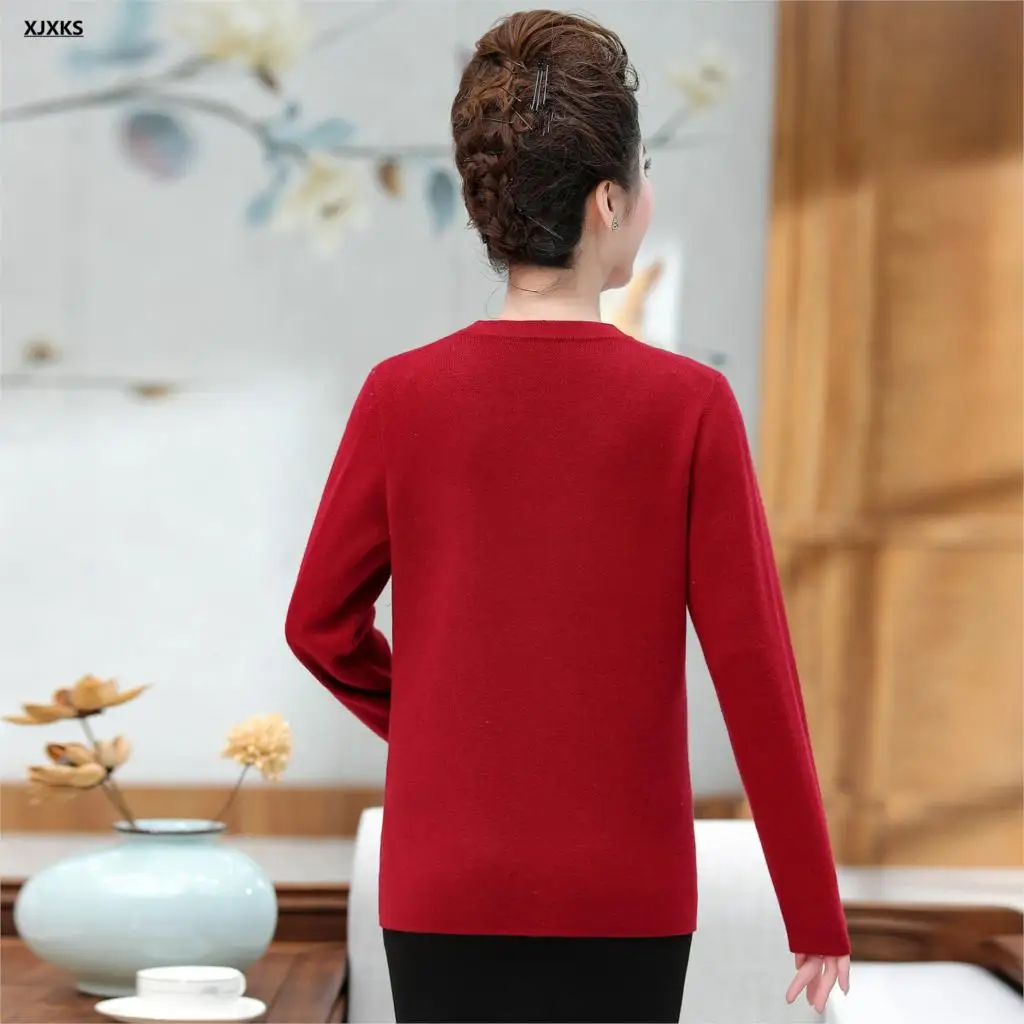 XJXKS Cardigan Coat New Autumn And Winter Zipper Embroidery Cashmere Women Plus Size Thick Outwear Sweater Coats |