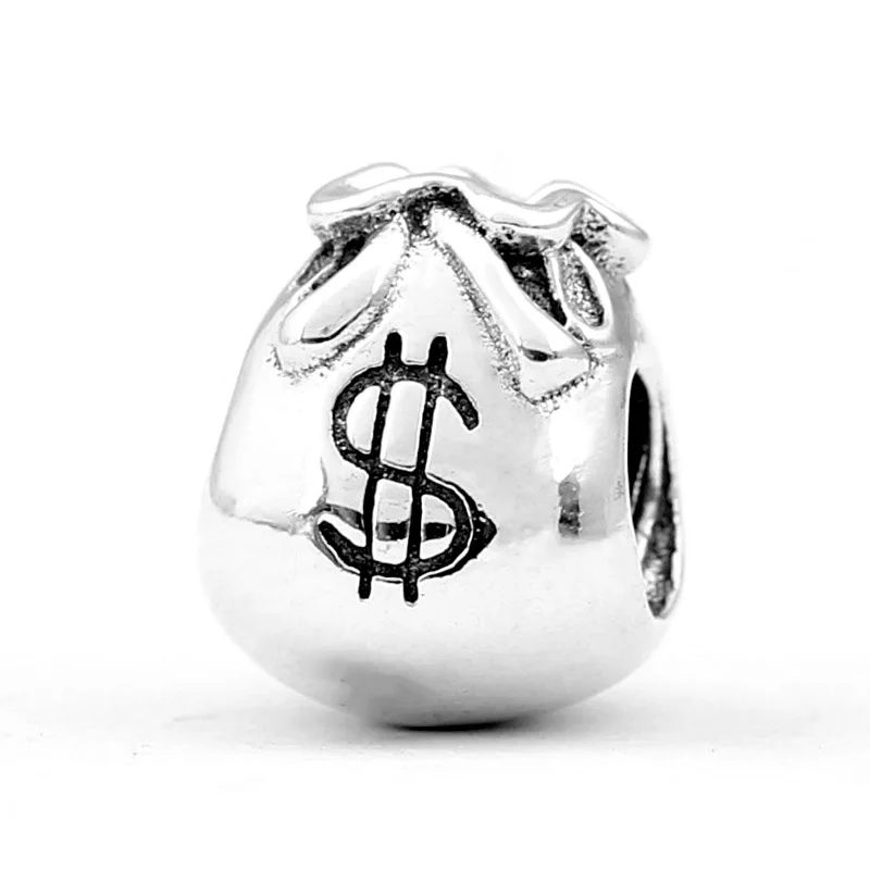 

Original Vintage US Dollar Money Bag Beads Fit 925 Sterling Silver Bead Charm Bracelet Bangle DIY Jewelry