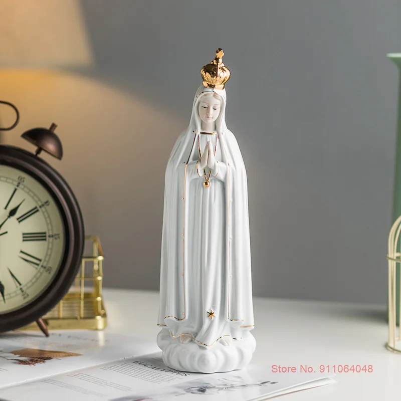 

Figuras Religiosas Ceramic Mother Mary Statues Miniature Sculpture Virgin Mary Catholic Gift Holy Family Figures Rose Fatima