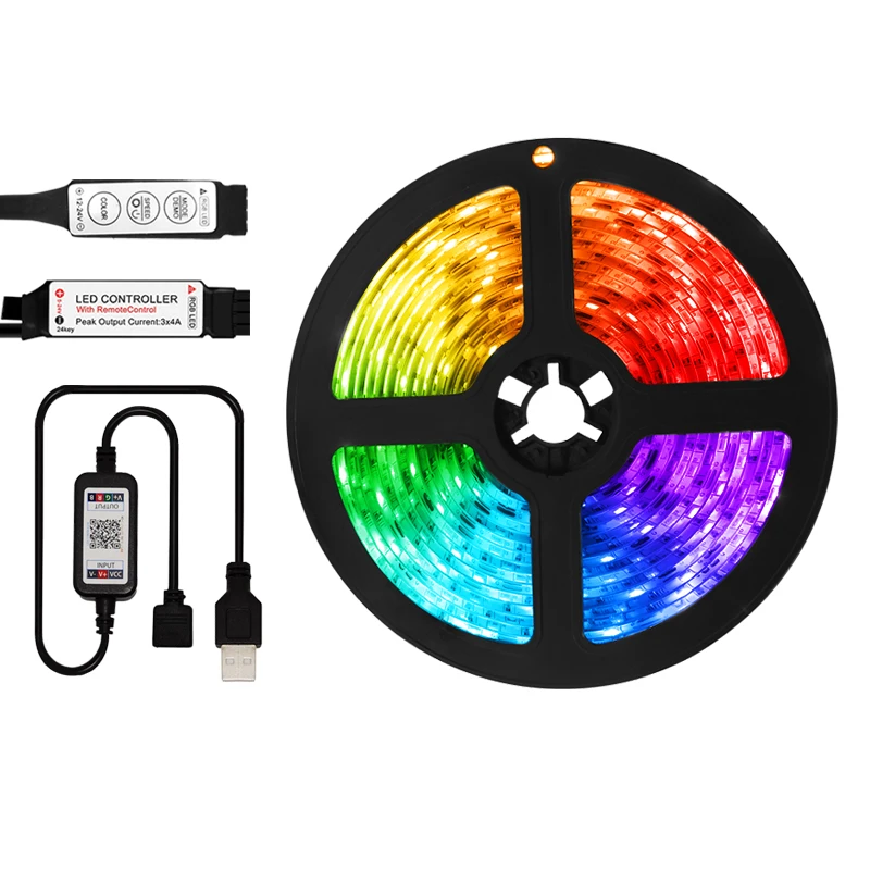 

5V LED Strip Lights RGB 2835DC Flexible Ribbon Tape Diode PC TV Backlight Bluetooth USB 3Key Control IR Ribbon Neon Led Lights