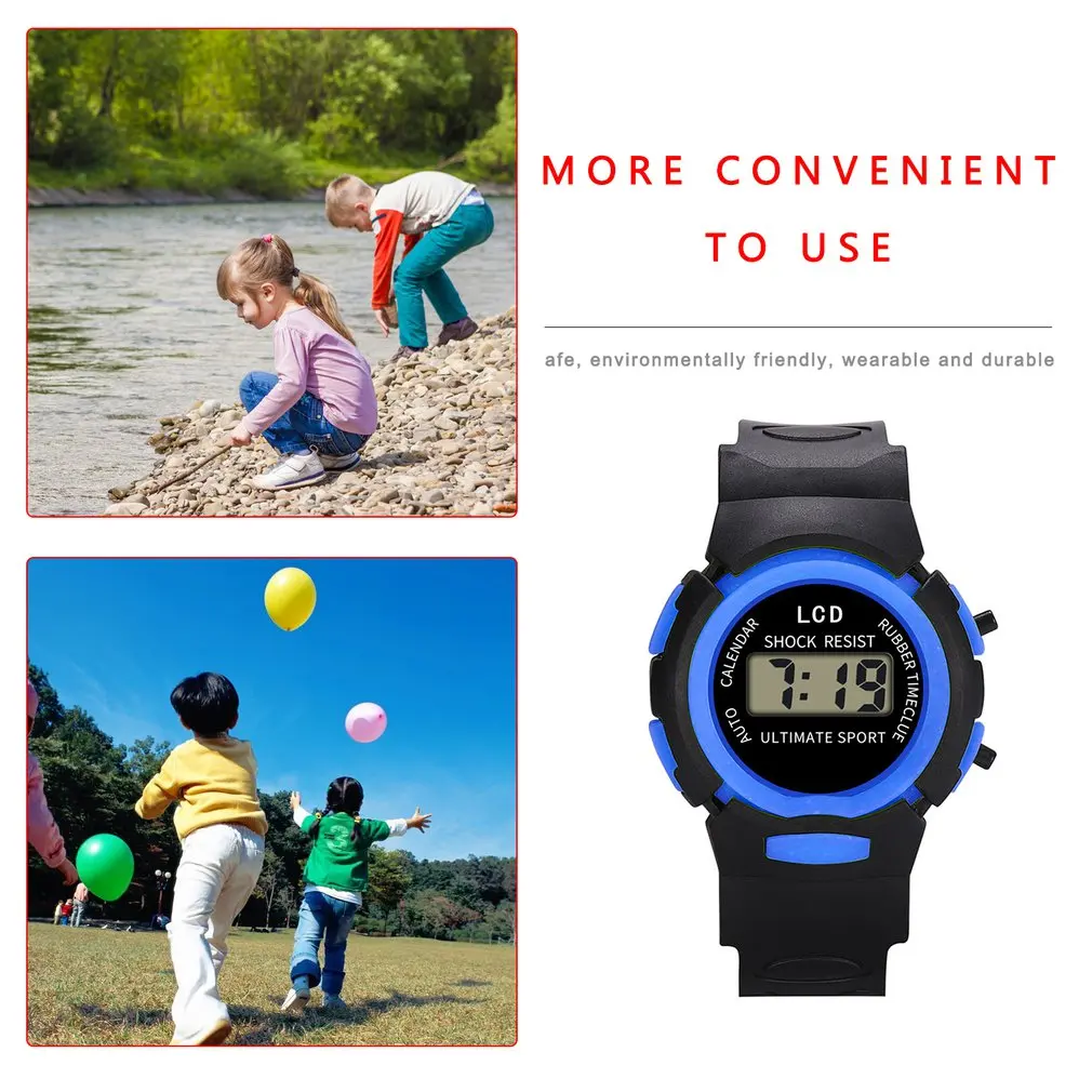 Reloj Digital multicolor para ni&ntilde;os, pulsera electr&oacute;nica multifunci&oacute;n con luz LED, resistente al agua, ideal para regalo-2