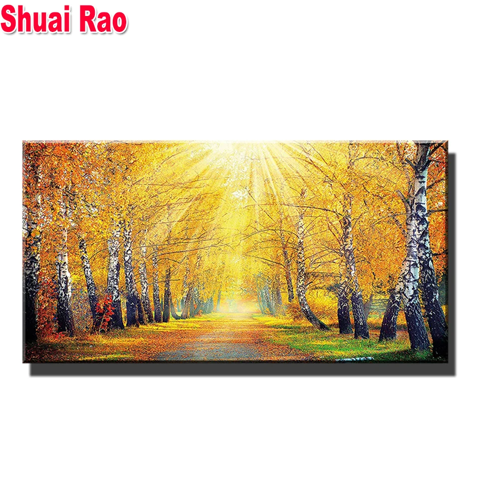 

Алмазная 5d Вышивка с кристаллами, Осенний пейзаж, дерево, алмазная живопись «сделай сам», полная квадратная круглая вышивка, искусство дома