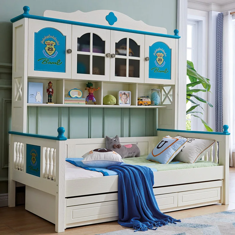 Детская двухъярусная кровать мульти функциональный шкаф комбинированная с