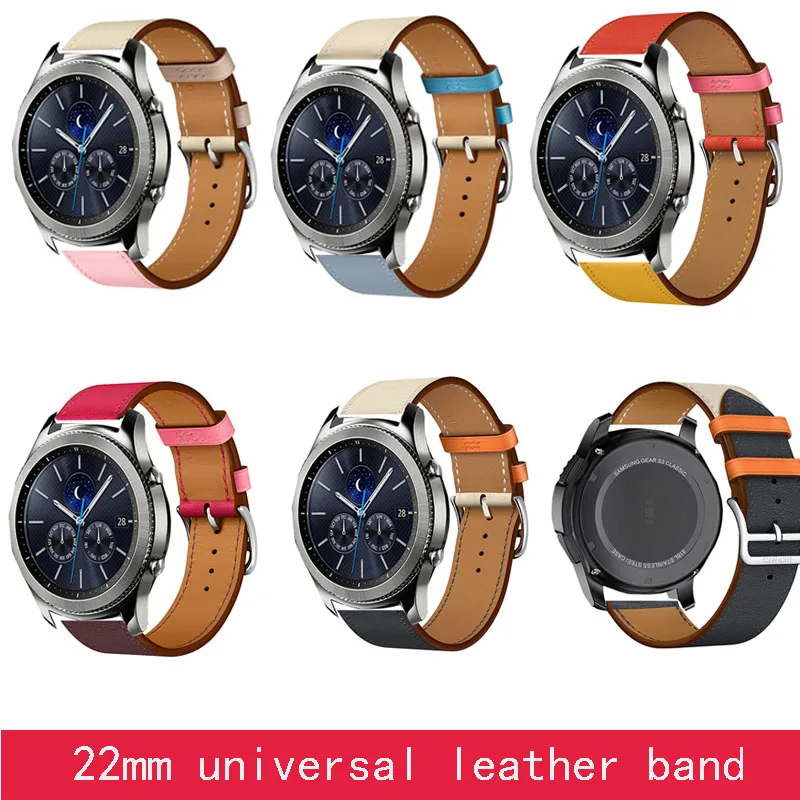 Ремешок кожаный 22 мм для Huawei GT 2E samsung galaxy s3 46 браслет pebble time Ticwatch s2 s pro amazfit GTR 47