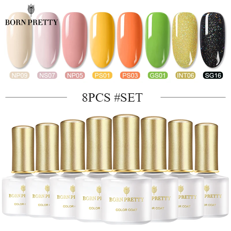 BORN PRETTY 8 бутылок набор гель лаков для ногтей весна лето цветной Полупостоянный
