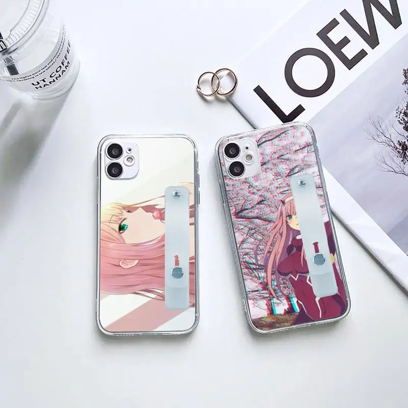 

Darling in the Franxx ZERO TWO Phone Case Wrist Strap For iPhone 7 8 11 12 X XS XR MINI Pro Max Plus Hand Band Transparent Clear