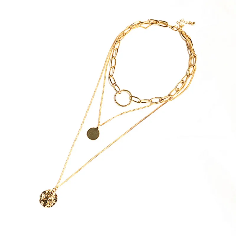 

F.J4Z Hit Hop Men's Necklaces Multi-layers Man Chain Geometric Ball Pendants Sweater Collars Women Necklaces Jewelry Gifts