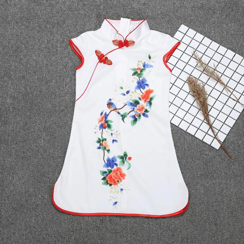 Летний Лидер продаж Китайское платье с принтом Девочка расположение цветок