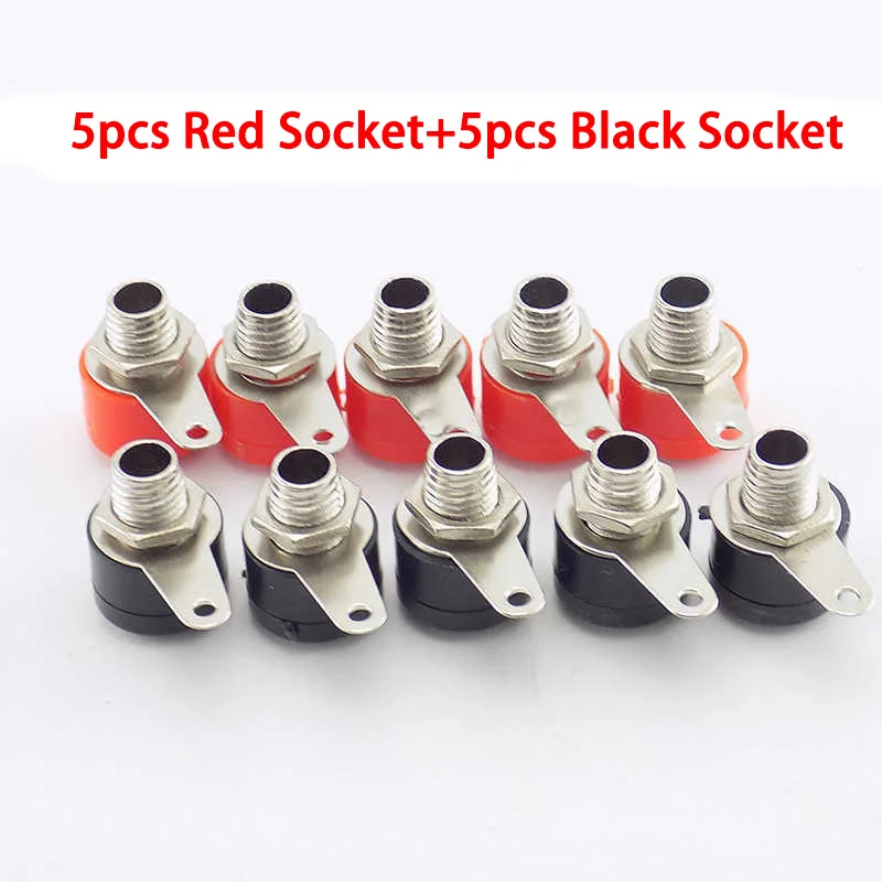 5pcs Red and Black Коннектор штекер 4 мм разъем типа "банан" гнездовой вставной разъем никелевое покрытие ручная работа - Цвет: 5pcs Red and Black