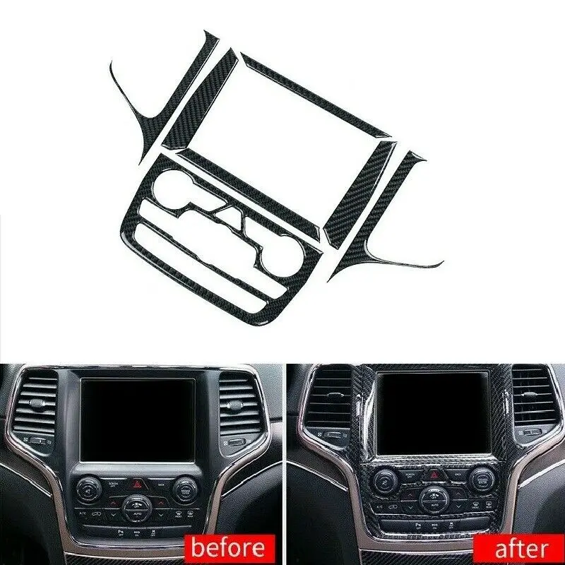 

Real Carbon Fiber GPS Navigation Panel Cover Trim Fit For Jeep Grand Cherokee 14-17