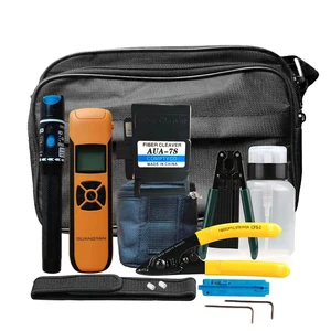 15pcsset ftth fiber optic tool kit with fiber cleaver 703dbm optical power meter visual fault locator 5km free global shipping