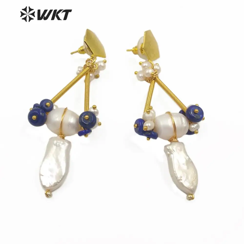 WT MPE012 Великолепные женские серьги из пресноводного жемчуга Стиль Бохо жемчуг с