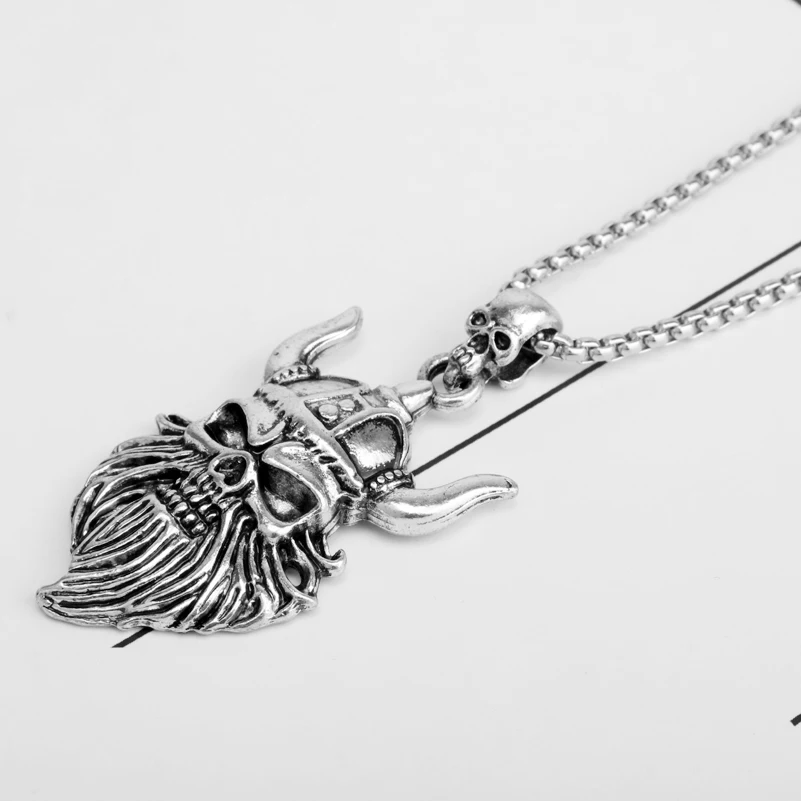 Ожерелье с подвеской в виде головы усов мужское винтажная Байкерская Броня стиле
