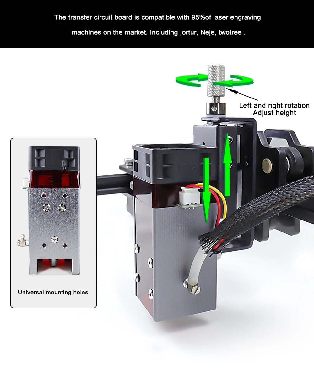 80W Upgraded Laser Module Head with Cover Built-in Air Assist Metal Nozzle CNC TTL / PWM Cutting Engraving | Инструменты