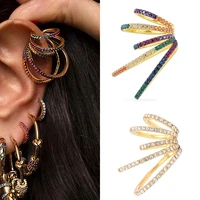 multi turn rainbow ear cuff bohemia cz wide stackable earcuffs crystal ear climber clips on earrings for women wedding