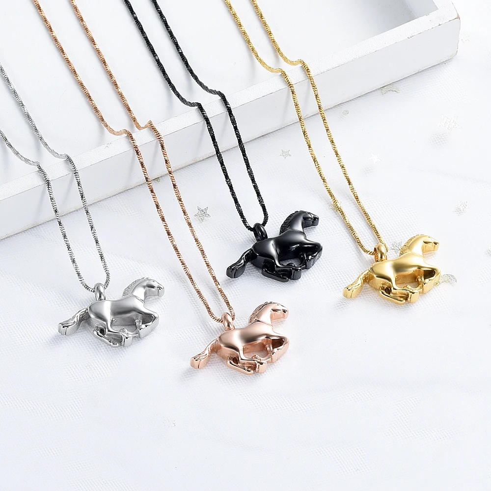 

Rainbow Color Stainless Steel Horse Cremation Pendant Necklace For Ashes For Pet Keepsake Jewelry Memorial Urn Necklace