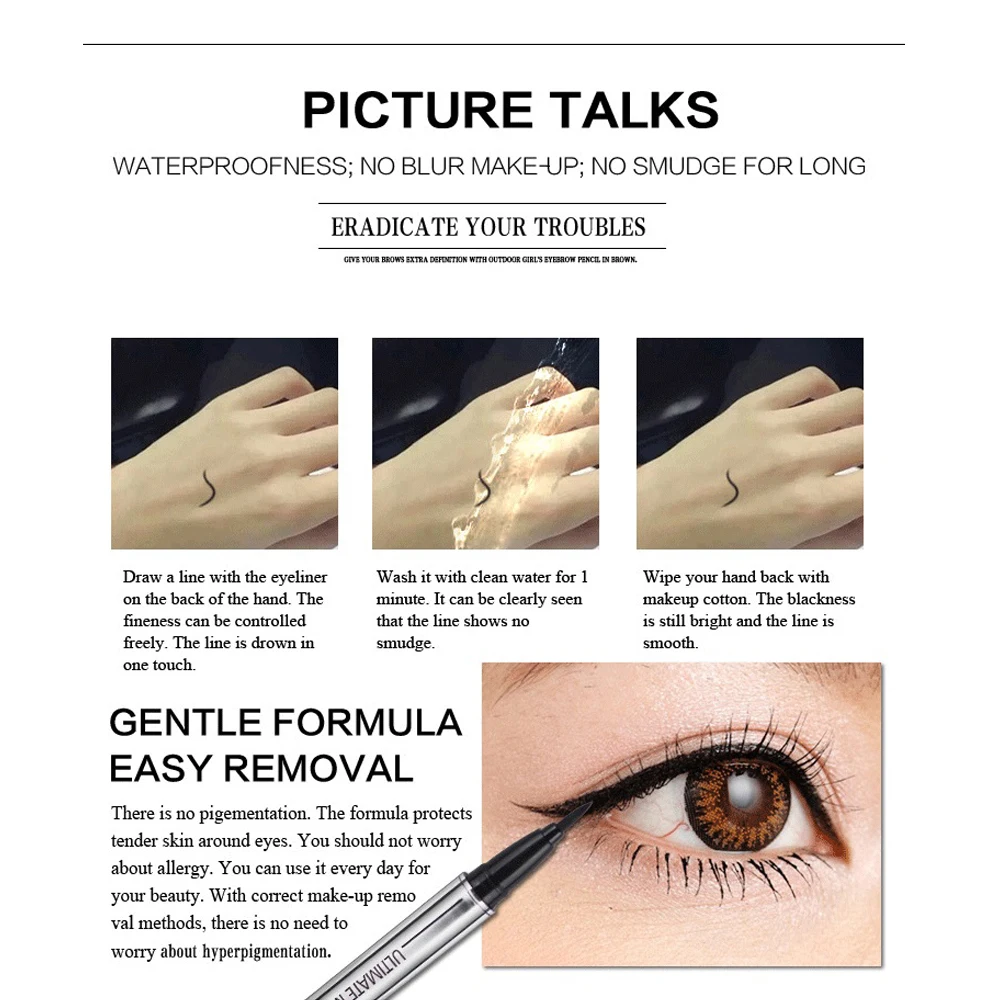 

NEW Cat Style 1Pc Black Waterproof Eyeliner Liquid Long Lasting Eye Liner Pen Pencil Makeup Cosmetic Beauty High Quality