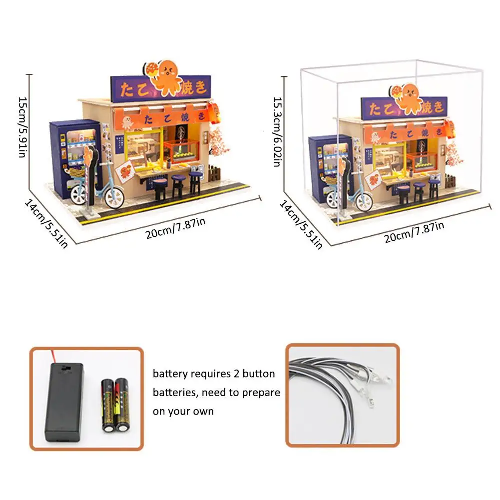 

Mini House Art Gift DIY Assembled Cabin Wooden Beautiful Japanese Style Dessert Shop Model #CW