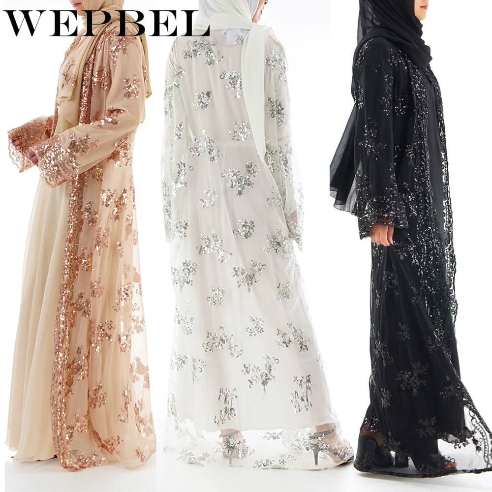 WEPBEL мусульманское длинное платье абайя с вышивкой модное кимоно кружевной