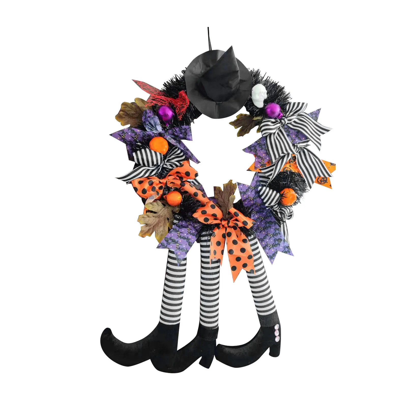 Хэллоуин Осенняя Тыква Ведьма венок для входной двери с тыквами искусственные