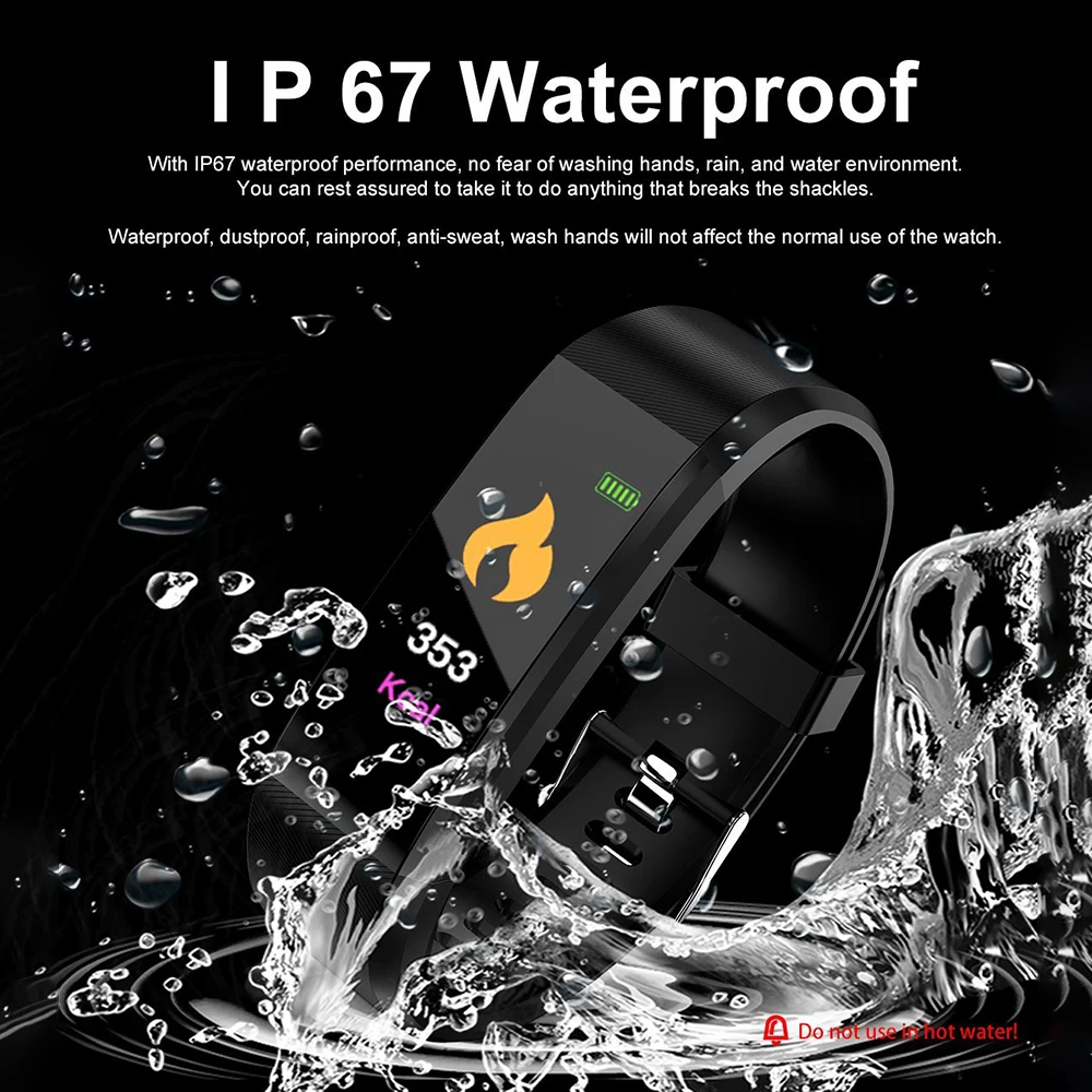 For Fitbit LCD Smartband Watch Fitness Tracke Heart Rate Blood Pressure Smart Bracelet Waterproof Bluetooth-Compatible Wristband |