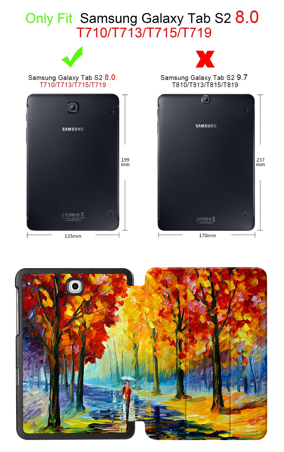 MTT чехол с масляным рисунком для samsung Galaxy Tab S2 8,0 ''SM-T710 T715 из искусственной кожи откидной смарт-чехол защитный чехол T713 T719