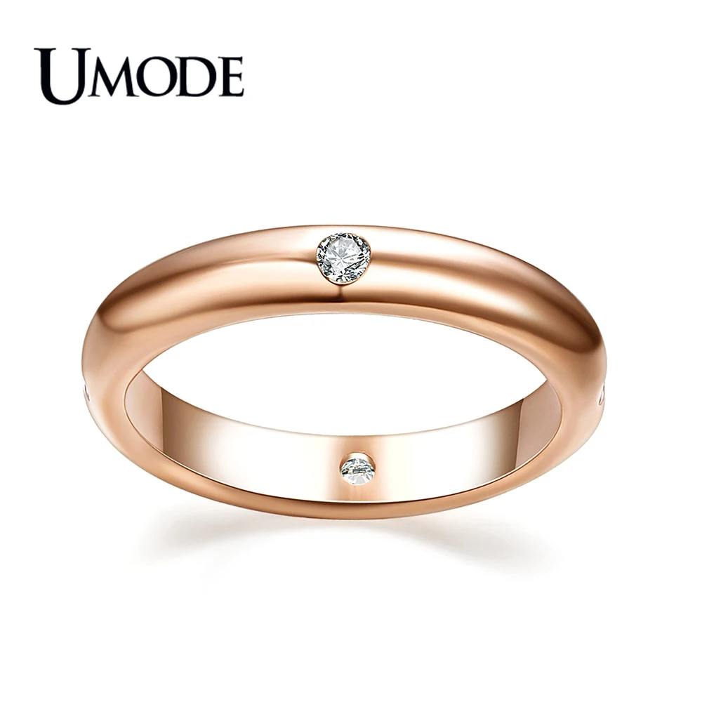 UMODE брендовая Мода Anel ювелирные изделия цвета розового золота Топ CZ Роскошные