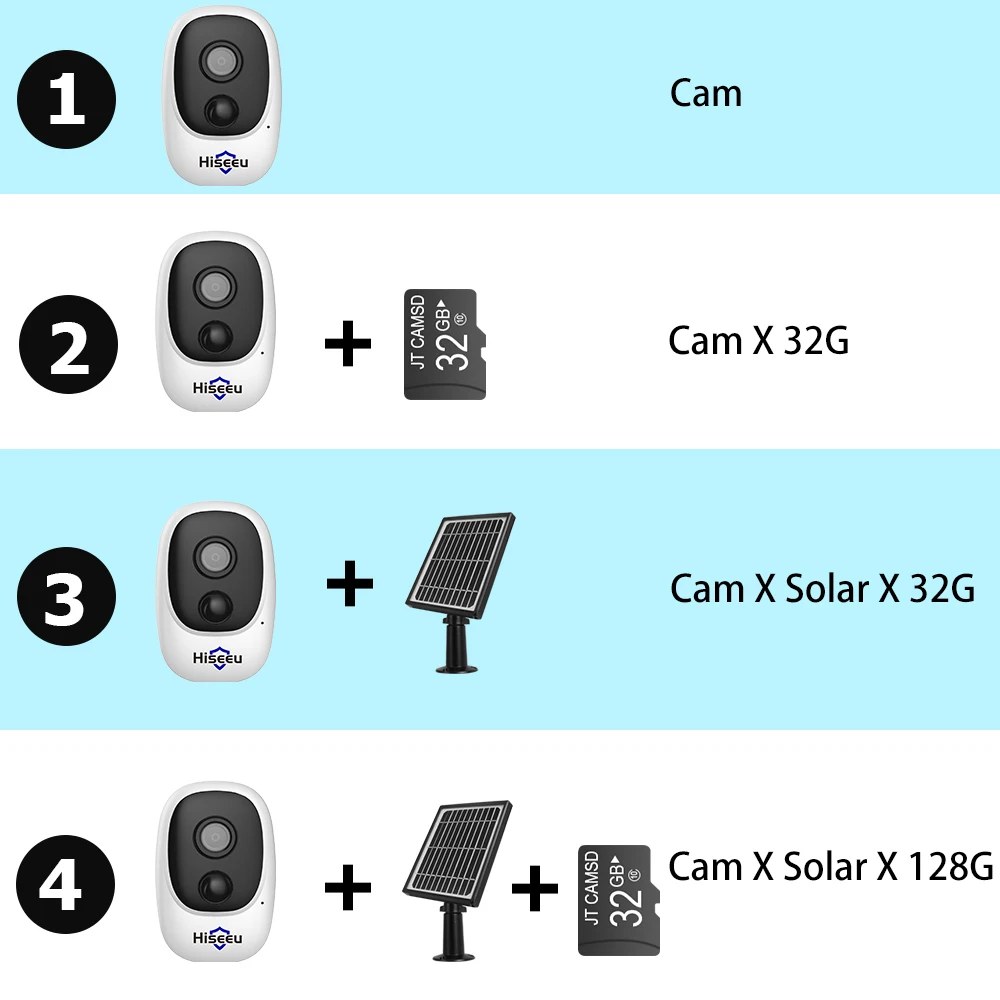 Hiseeu 1080P Беспроводная перезаряжаемая батарея ip камера с солнечной защитой от