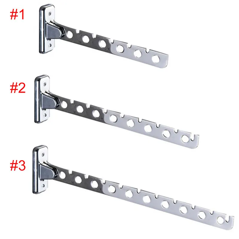 

6-hole Rack Folding Stainless Steel Clothes Hook Rack With Screws Movable Coat Swing Hanger Clothing Rail