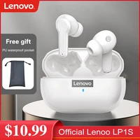 lenovo lp1s tws wireless bluetooth 5 0 earphones dual stereo noise reduction with mic clear call handsfree lp1 upgraded version