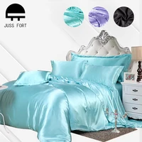 high end silky bedding set solid color duvet cover bed sheet pillowcases bedclothes 34pcs set for home textile queenkingtwin