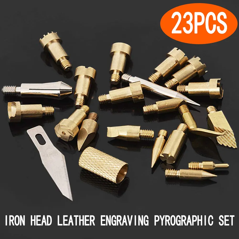 

Carving Soldering Iron Tip Wood Burning Pen Tips Stencil Set Leather Cork Pyrography Tool For Handicrafts Engraving DIY 23PCS