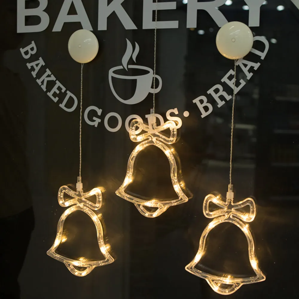 

Christmas LED Bell Suction Cup Light Indoor Decoration Cupule Light Bell Star Angel Snowman Glass Window Suction Cup Light Decor