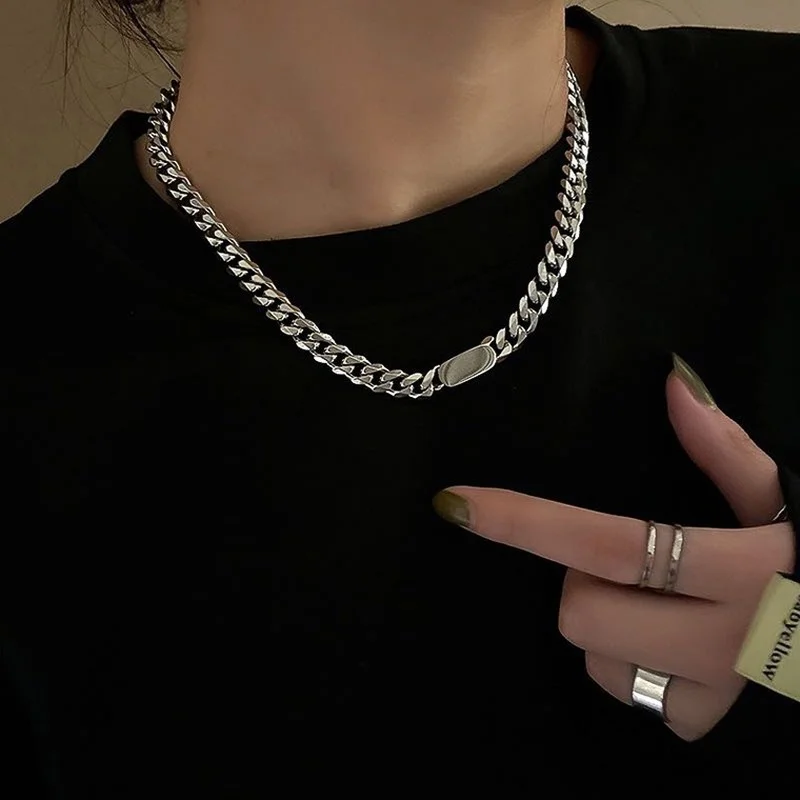 

Men Titanium Stainless Steel Chain Necklace & Bracelet Set Women Fashion Hip hop jewelry sets For Men Silver Color Never Fading