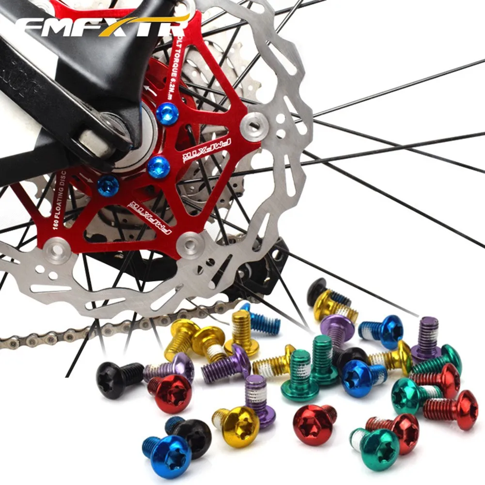 12PC Multicolor MTB Mountain Bike Stainless Disc Brake Rotor Bolts M5 X 9mm T25 Torx Disc Fixing Screws Disc Accessories