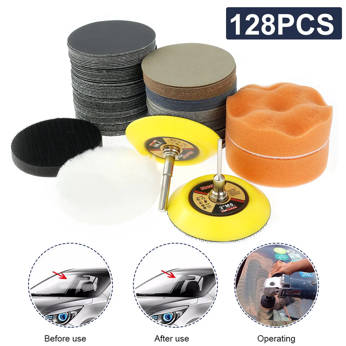 

128Pcs Sanding Disc For Surface Polish Burr Finish Rust Paint Silicon Carbide Surface Conditioning Disc Round Sanding Disc Paper