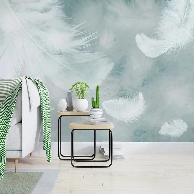 Фотообои на заказ 3D свежие акварельные перья для спальни кабинета гостиной