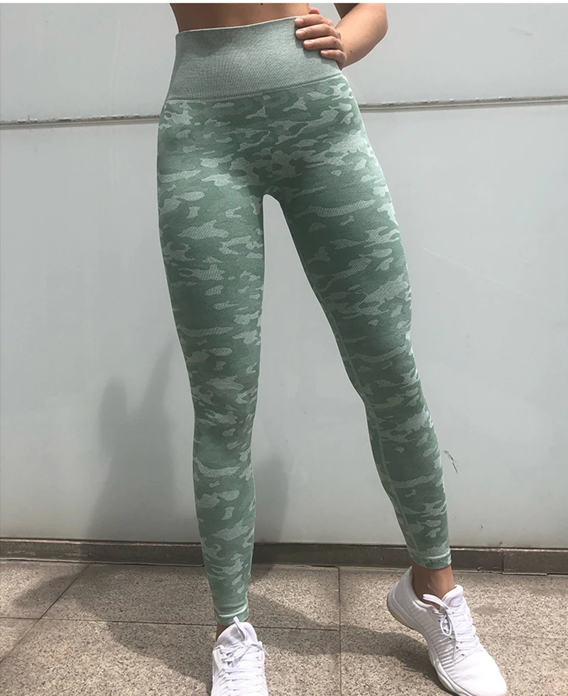 Леггинсы женские камуфляжные бесшовные с высокой талией и эффектом пуш ап|Штаны