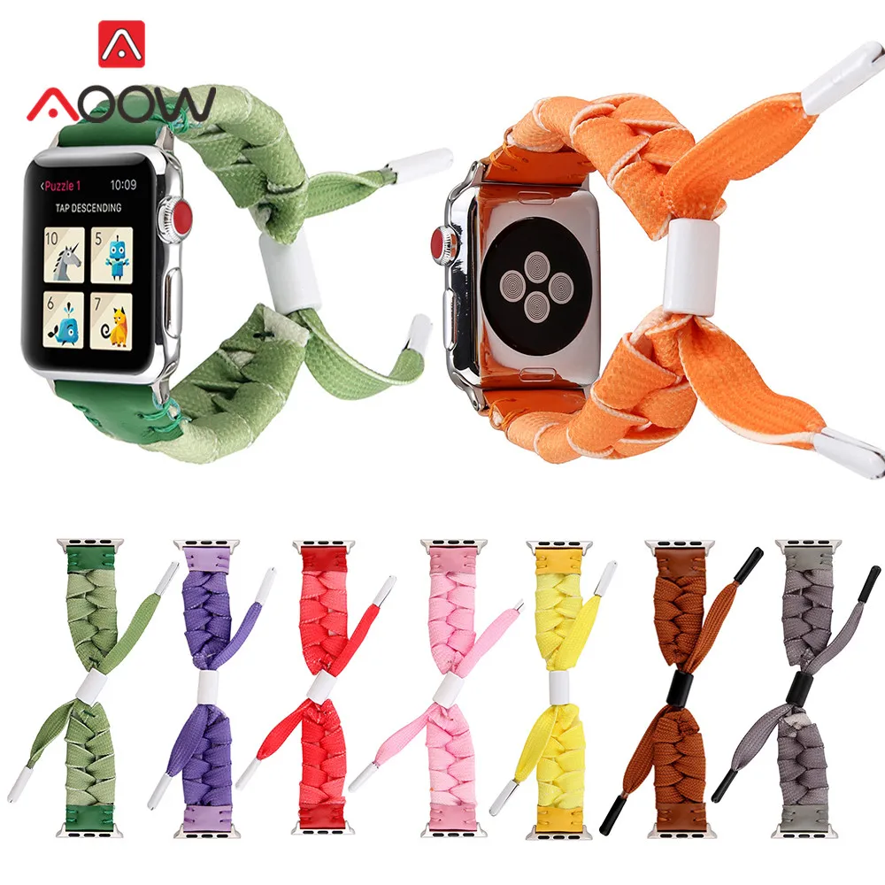 Ремешок нейлоновый кожаный для Apple Watch модный креативный браслет iwatch 1 2 3 4 38 мм 42 40